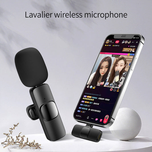 Wireless Lavalier Microphone Portable Audio Video Recording Mini Mic For I Phone Android Long Battery Life Live Broadcast Gaming